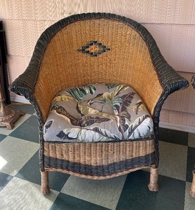 lot 171 image: Pair of Wicker Chairs and Ottoman