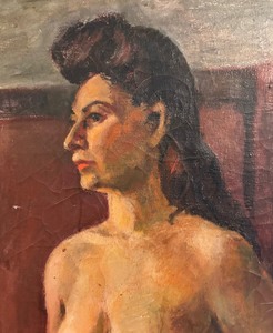 lot 229 image: Original Nude Portrait Oil Painting