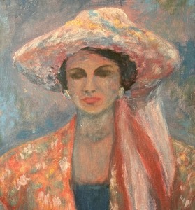 lot 258 image: Pretty Unframed Original Portrait Painting