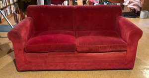 lot 268 image: Vintage Red Sofa  Couch  Loveseat
