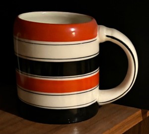 lot 284 image: Six Vintage Czech Erphila Orange and Black Striped Mugs