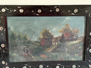 lot 343 image: Antique Oil on Board Scenic Painting