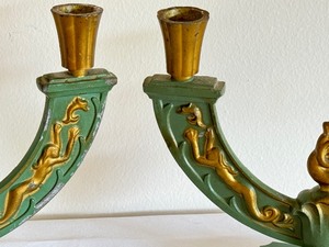 lot 325 image: Pair of Swedish Grace Candlesticks in a Gilded Metal Scandinavian Design