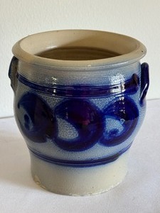 lot 317 image: Two Blue and Gray Decorative Crocks