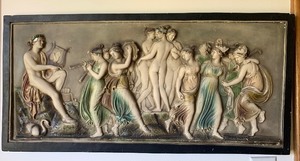 lot 213 image: Apollo & Muse Frieze Wall Hanging  Greek Art Dancing Muses Wall Plaque