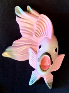 lot 14A image: Vintage 1960s MCM Miller Studio Chalkware Wall Hanging Fish Pink Pearl