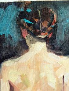 lot 383 image: Small Unframed Nude Oil on Board Painting