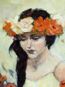 lot 390 image: Small Oil on Board Painting by Lorraine Lewitska