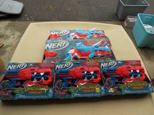 lot 29 image: Mixed Lot Hasbro Nerf Dinosquad Tricera-Blast Dart Blaster, Hasbro Nerf Dinosquad Raptor-Slash Dart Blaster