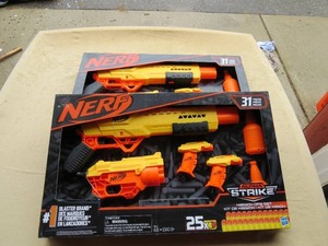 lot 36 image: 2 Piece Lot of Nerf Alpha Strike Mission Ops Set 4 Blasters 2 Half-Targets 25 Nerf Darts