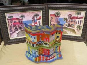 lot 56 image: Mixed Lot of Framed Prints and Decorative Lamp