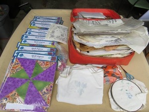 lot 64 image: Large Mixed Lot of Quilt and Cross-Stitch Patterns and Hoop