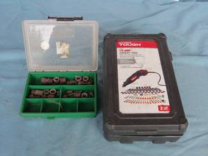lot 108 image: Hyper Tough 1.5 Amp Corded Rotary Tool Variable Speed with 105 Rotary Accessories & Storage Case 120 Volts