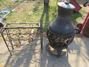lot 121 image: Chiminea(Fire Pit) and Log Rack