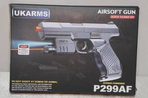 lot 14 image: UKArms P299AF Spring Powered Airsoft Gun with Laser