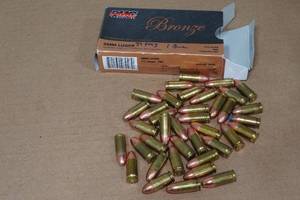 lot 116 image: 38 Assorted 9mm Ammo - 37 FMJ, 1 Blue Tip