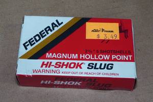 lot 142 image: 5 Federal 12 Gauge 2-34 Magnum HP Hi-Shok Slugs