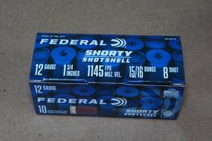 lot 143 image: 10 Federal Shorty 12 Gauge 1-34 8 Shot Shotshells