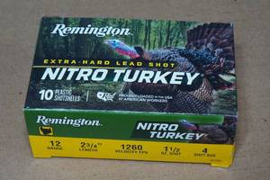 lot 144 image: 10 Remington Nitro Turkey 12 Gauge 2-34 4 Shot Shotshells