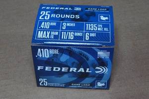 lot 151 image: 25 Federal Game Load .410 Bore 3 6 Shot Shotshells