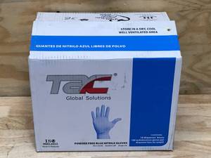lot 35 image: TAC Case of- Powder Free Blue Nitrile Gloves Size Large (10 boxes of 100 gloves)