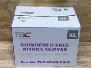 lot 36 image: Case of TAC Powder Free Blue Nitrile Gloves Size XL- Total of 1000 Gloves