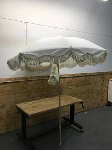 lot 30 image: Funsite 6.5ft Boho Beach Umbrella with Fringe (Retail $50)