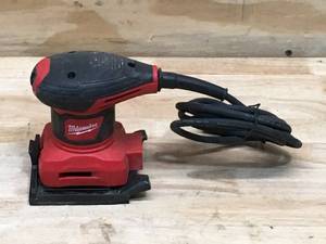 lot 42 image: Used Milwaukee 3 Amp 14 Sheet Corded Palm Sander Model # 6033-21 (Missing Dust Catcher) (Tested And Works)