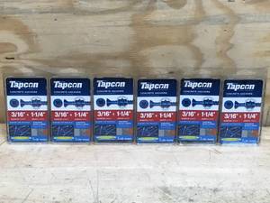 lot 52 image: Lot Of 6 - Tapcon 316 x 3-14 Star Torx Head Concrete Anchor Screws 25 Pack