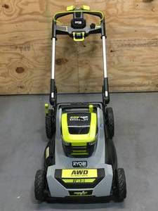 lot 5 image: Used RYOBI 40V HP Brushless Whisper Series 21. in Walk Behind Self-Propelled All Wheel Drive Mower Model # RY401210 (Hole On Battery Cover) (6Ah Battery And Charger Included) (Bag Not Included)