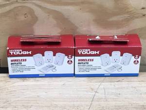 lot 72 image: Lot Of 2 - Hyper Tough Wireless Outlets with Remote Control, Indoor with 3 Receivers
