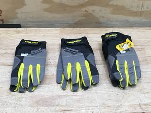 lot 83 image: Lot Of 3 - Firm Grip General Purpose Work Gloves Size Large