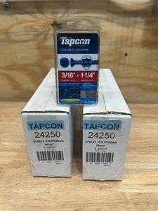 lot 120 image: TAPCON Lot of 2 Cases of- 24250 316 x 1-14 Phillips Head Concrete Anchors (6 packscase 25 anchorspack)