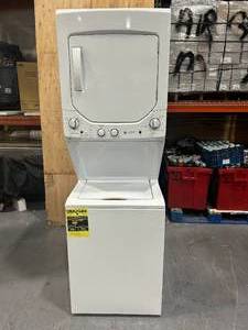 lot 151 image: GE 24 Electric Laundry Center - White Model # GUD24ESSMWW (Untested Scratch And Dent)