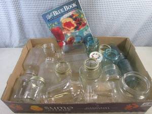 lot 152 image: (EW6) Assorted Vintage Canning Jars and Ball Blue Book with Recipes