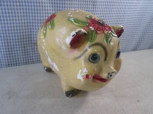 lot 175 image: (FS) Vintage Chalkware Piggy Bank 8 34 H x 12 Long - Mexico