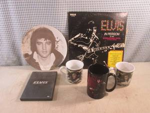 lot 191 image: (CSB) ELVIS - Record, Plate, DVD, Cups