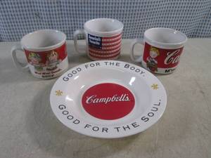 lot 201 image: (BS) Campbells Soup Bowl and Cups...