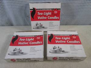 lot 205 image: (EC1) 3 Boxes of Tea-Light Votive Candles 50 Per Box