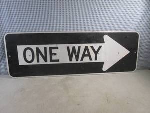 lot 5 image: (BR1) Retired One Way Arrow Road Sign - 36 x 12