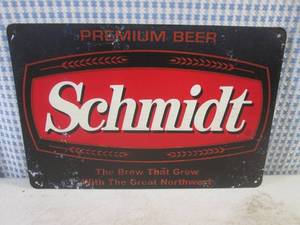 lot 13 image: (FS) Schmidt Beer Tin Sign 11 34 x 7 34
