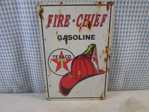lot 16 image: (FS) Fire-Chief Gasoline Texaco Tin Sign 11 34 x 7 34
