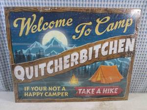 lot 61 image: (EC1) Welcome To Camp Quitcherbitchen...Tin Sign - 16 x 11 12
