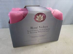 lot 70 image: (BS) Rose Velvet Seat Covers, Vent Charm and Steering Wheel Cover