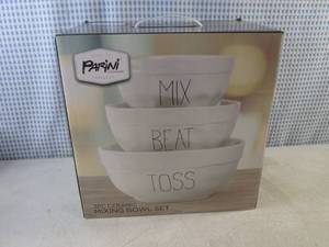 lot 86 image: (A-2) Parini 3pc Ceramic Mixing Bowl Set