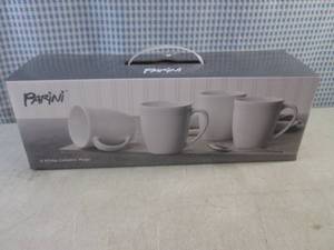 lot 112 image: (EC1) Parini 4 White Ceramic Mugs...