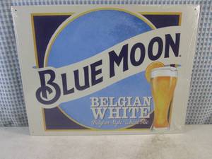lot 315 image: (FS) Blue Moon Belgian White Tin Sign 16 x 11 12 - New In Wrap