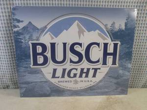 lot 319 image: (FS) Busch Light Beer Tin Sign 16 x 11 12 - New In Wrap