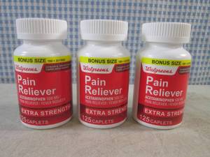 lot 341 image: (BSB) 3 Bottles of 125 Extra Strength Pain Reliever Caplets.