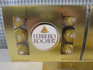lot 349 image: (B-1) 3 Packs of Ferrero Rocher Fine Hazelnut Chocolates 5.3oz 12 per Pack Best by March 2024